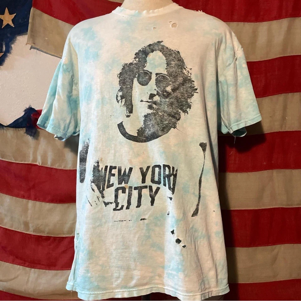 Vintage 90's John Lennon Tie Dye T Shirt sz XL Thrashed The Beatles - Image 2 of 4