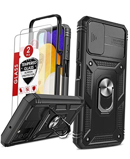 for Samsung Galaxy A03s Phone Case: Galaxy AO3s Phone Case with Slide Black