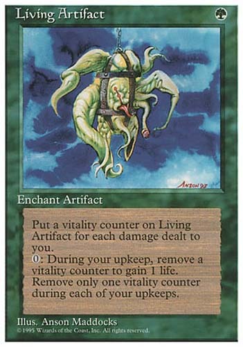 1x Living Artifact 4th Edition MtG Magic Green Rare 1 x1 1x Living Artifact 4th Edition MtG Magic Green Rare 1 x1