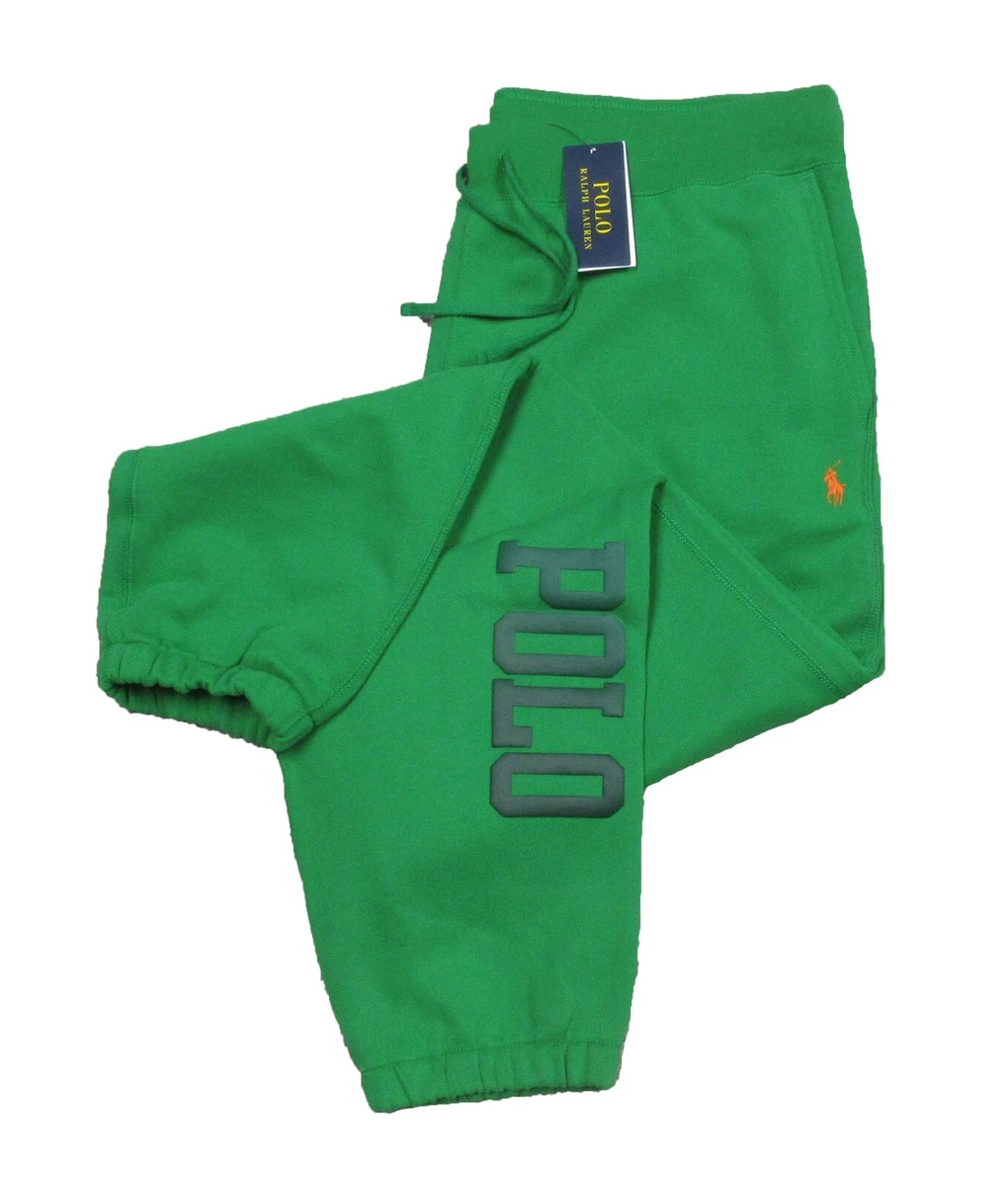 Polo Ralph Lauren Men's Green Raised Ombre Logo The Big Fit Fleece  Sweatpants