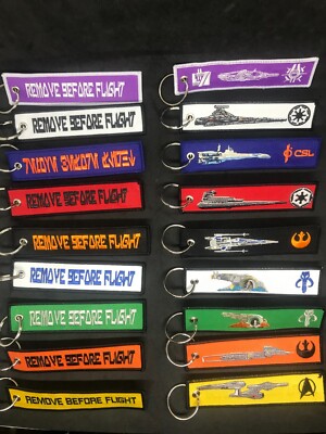 Star Wars and Star Trek Spaceship Embroidered Keychain with metal ring, X-wing