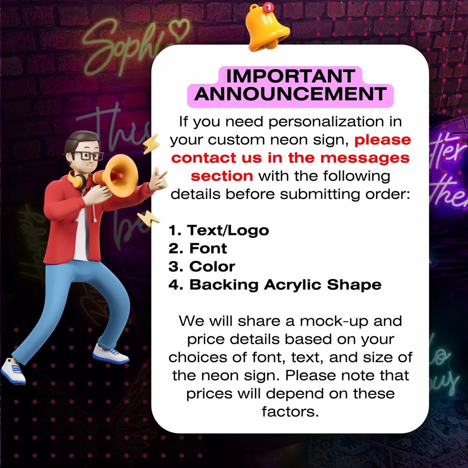 Personalized Neon Sign Custom Name Logo Signs Acrylic Wall Decor LED