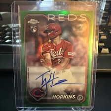 TJ Hopkins 2024 Topps Chrome Green Refractor RC Auto /99 #RA-TH Reds