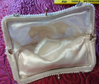 Sequined Handbag, Small Vintage, white good condition. silver tone clasp, white — photo 7