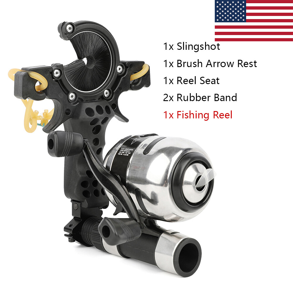 Fishing Bow Catapult Bowfishing Reel Kit Rubber Bands Sling 