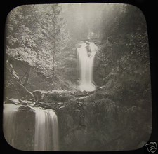 Glass Magic Lantern Slide GIESSBACH FALLS  C1890 SWITZERLAND L88