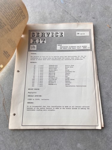 1957 Cessna Service Letter & Service Kit Manual Model 310 Fuel System - Picture 4 of 5