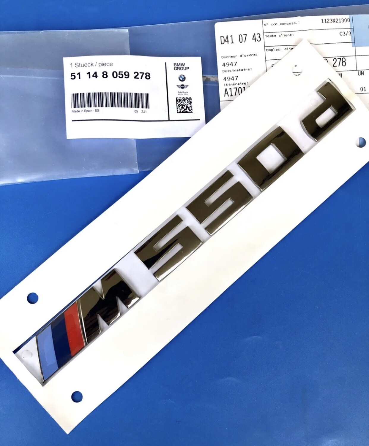 Badge BMW M550d F10 E60 G30 d'origine logo anthracite 51148059278
