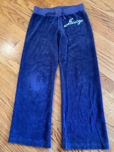 VTG Juicy Couture Terry Cloth Pants Kids Youth Size 10 Purple Sequin Juicy - Picture 2 of 11