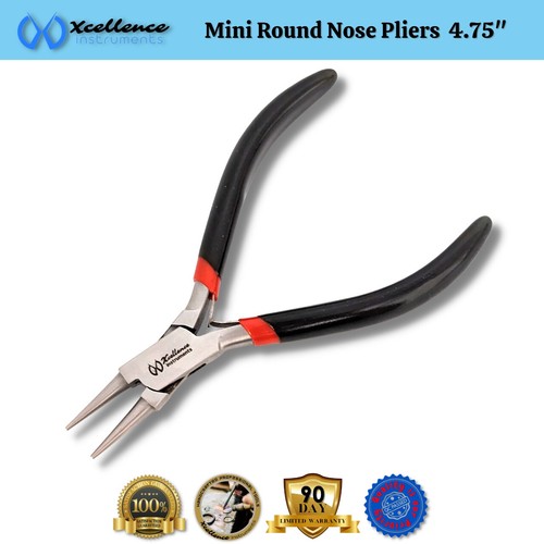 Xcellence Round Nose Pliers Jewelry Making Tool, Black PVC Non-Slip Grip, 4.75" - Picture 6 of 14