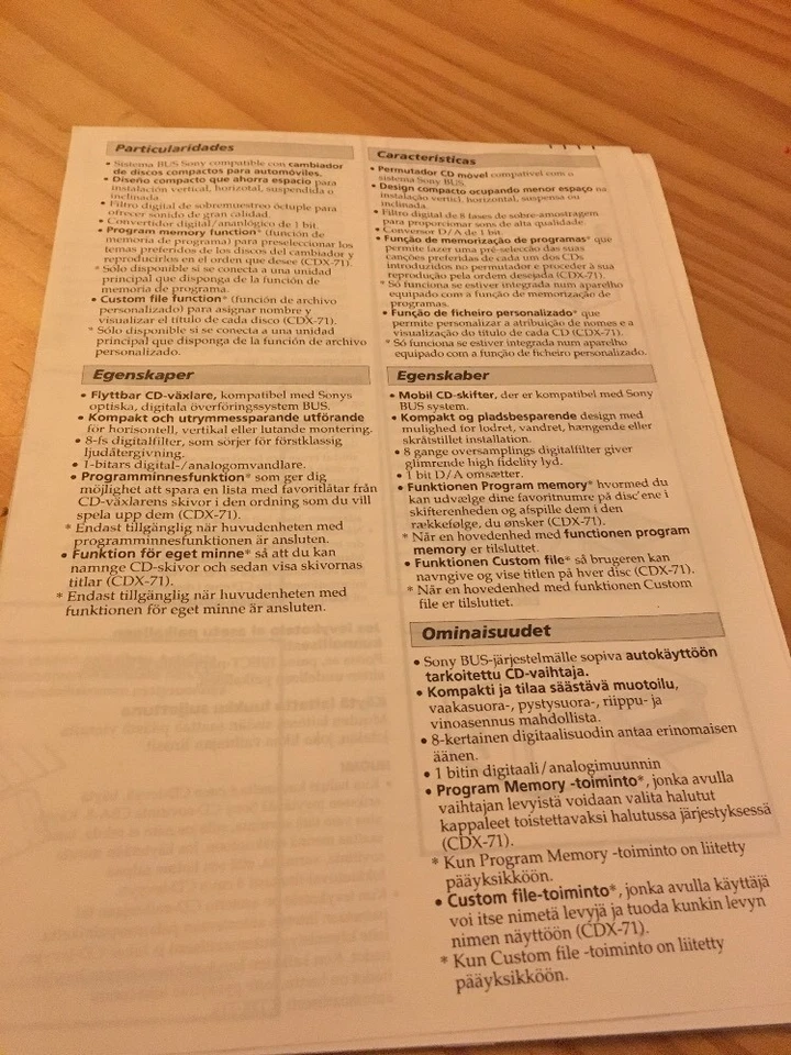 Sony CDX-51/71 Cargador CD Radio Del Coche Folleto Uso Modo D' Para Éd. 94 - Imagen 3 de 3