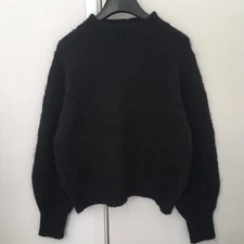Topshop fuzzy knit low mock neck sweater  black