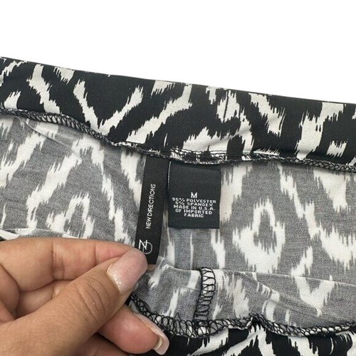 New Directions Palazzo Pants Women's SZ M- Black White Abstract Wide Leg Pull On - Picture 2 of 10