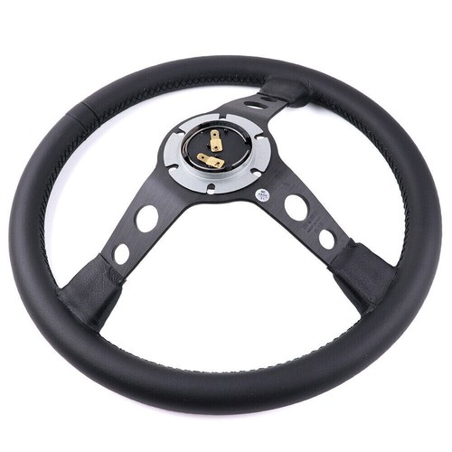 MOMO Prototipo P5 Black Edition 350mm Genuine Leather Deep Dish Steering Wheel - Picture 7 of 7