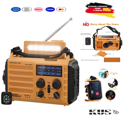 Solar Notfallradio mit Kurbel & Powerbank | AM/FM/SW Radio