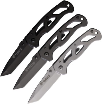 Smith & Wesson Framelock Folding Knives 2.25'' Stainless Blades Stainless Handles
