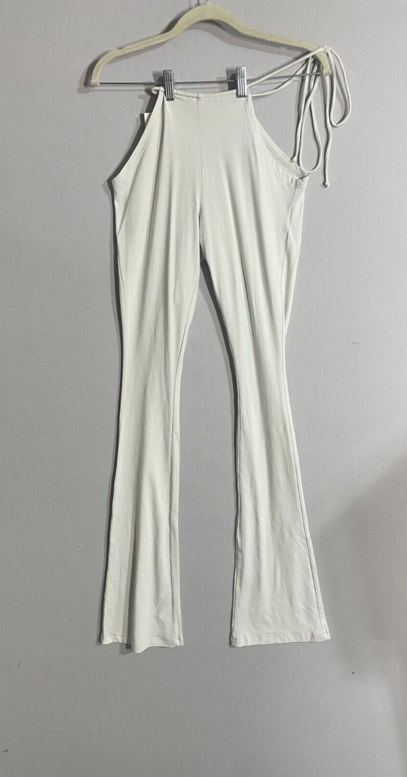 Gergana Ivanova Pants Women XS Gray Bella Cut Out Wrap Tie Flare Modal Stretch