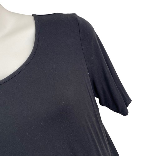 Top de punto para mujer talla XL negro cuello redondo entrecruzado espalda manga corta - Imagen 10 de 11