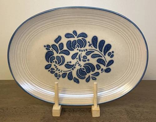 Vintage Pfaltzgraff Folk Art 14" Oval Serving Platter (USA) EXCELLENT CONDITION