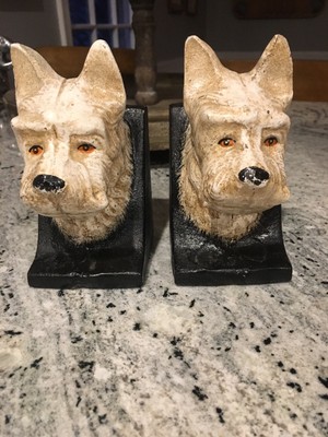 Antique Style Scotty Dog Terrier Westie Cast Iron Bookends Book Ends Decor Pair Decorative Collectibles Collectibles