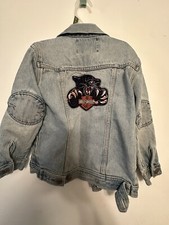 French Toast Jean Jacket With Harley Davidson Panther Patch Size 6 Kids