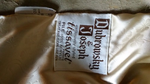 Vintage XS/S Funky chevron creamy/white mink trench, white/gray leather stripes - Picture 8 of 9