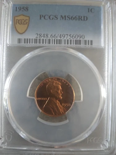 1958 Lincoln Cent PCGS MS-66 RD