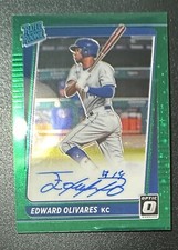 2021 Panini Optic Rated Rookie Autographs Green Stars 65/75 Edward Olivares