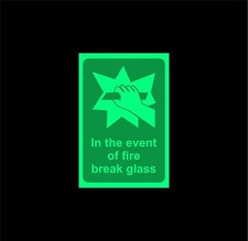 In the event of fire break glass Safety sign