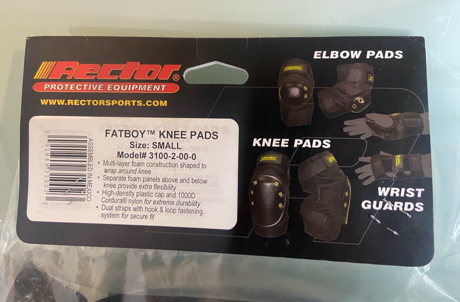 2 Rector Fat Boy Knee Pads Nylon Small Black Kneepads Skateboarding