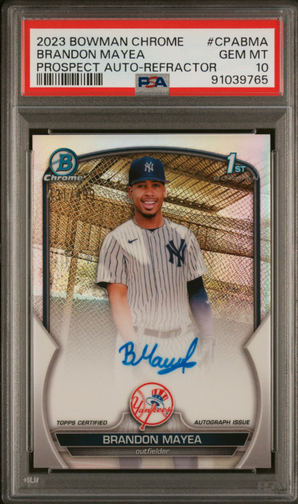2023 Bowman Chrome #CPABMA Brandon Mayea 1st Chrome Refractor Auto /499 PSA 10