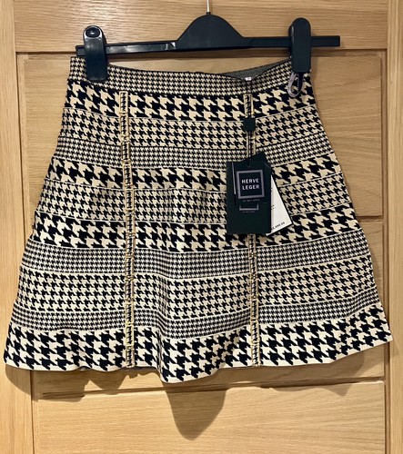 BNWT vintage Herve Leger “Meredith” houndstooth mini skirt, A/W 2011, size S