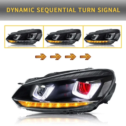 VLAND Demon Eye LED Headlights For 2010-2014 Volkswagen Golf6 MK6 w/Sequential - Bild 4 von 14