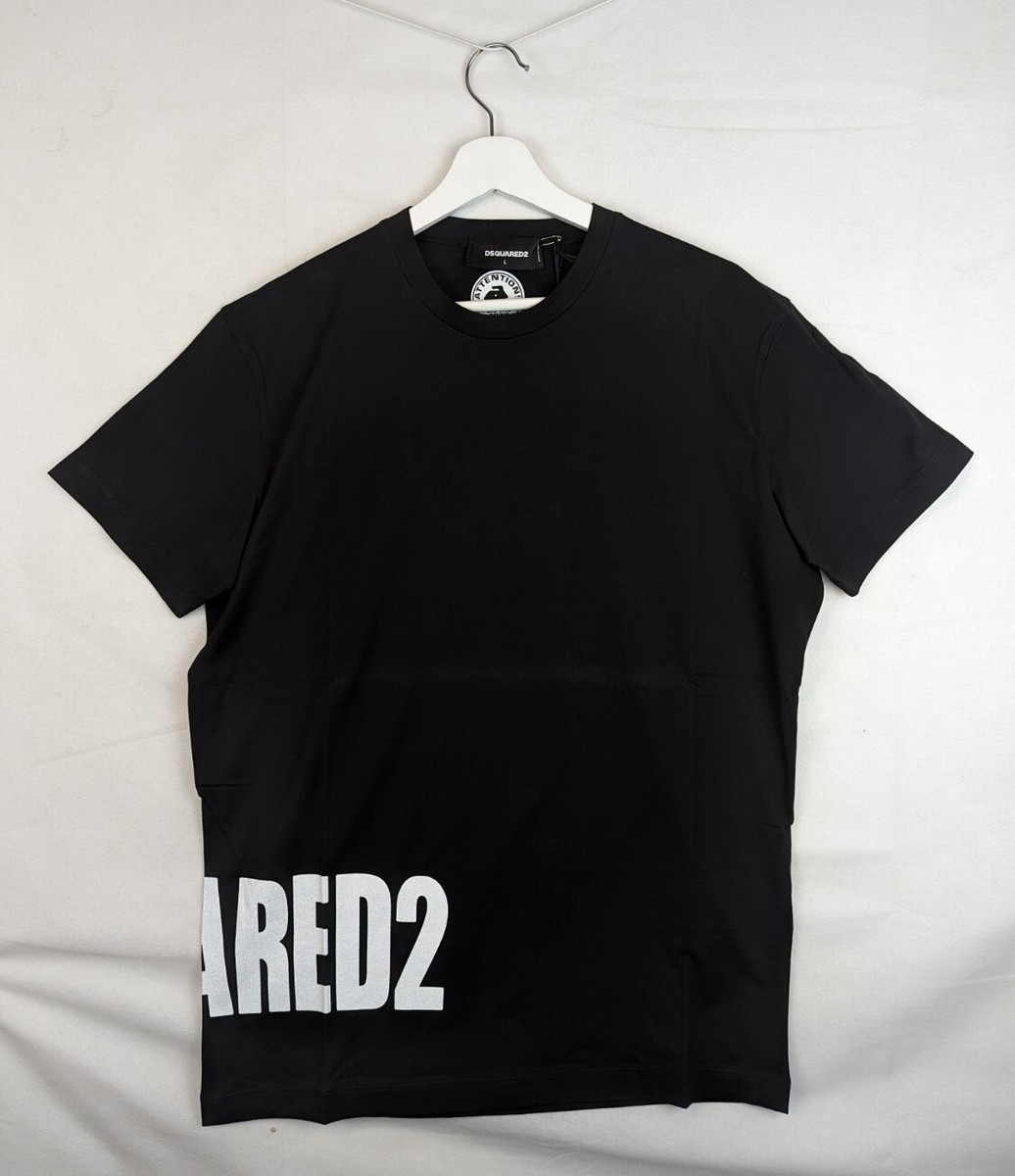 DSQUARED2 D2 T-SHIRT MENS SIDE LOGO PRINT - BLACK - 100