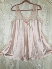 Vtg SCAASI Short Nightie Size LARGE L Shiny Semi Sheer Pink