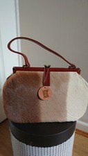 Vintage 50's Antelope Skin And Tan Leather Handbag By Umtali