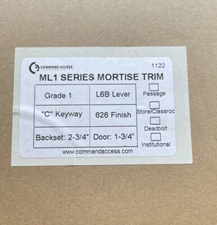 Command Access Grade 1 L6B Lever 626 Finish ML1 Series Mortise Trim