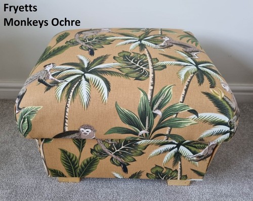 Fryetts Monkeys Fabric Footstools Pouffe Footstall Accent Ochre Teal Grey Apes - Picture 26 of 35
