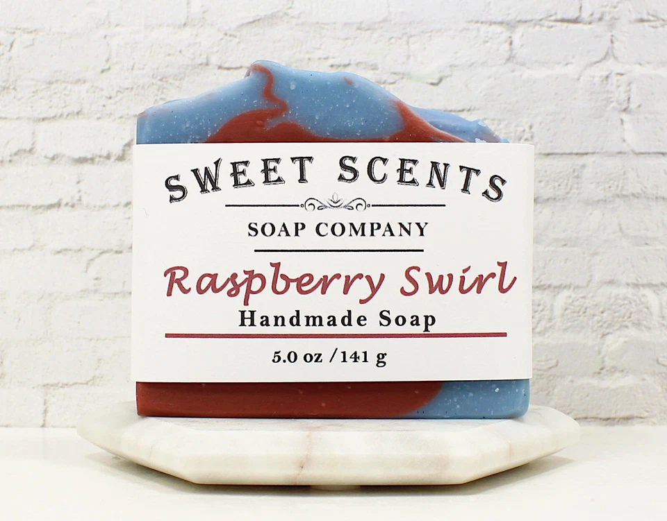 Handmade Soap, - Raspberry Swirl -  Cold Process, Scented Soap - Image 4 of 4