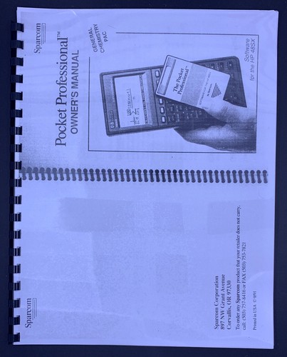 Manual for Sparcom General Chemistry Application Pac for HP 48SX/48GX Calculator - Picture 2 of 7