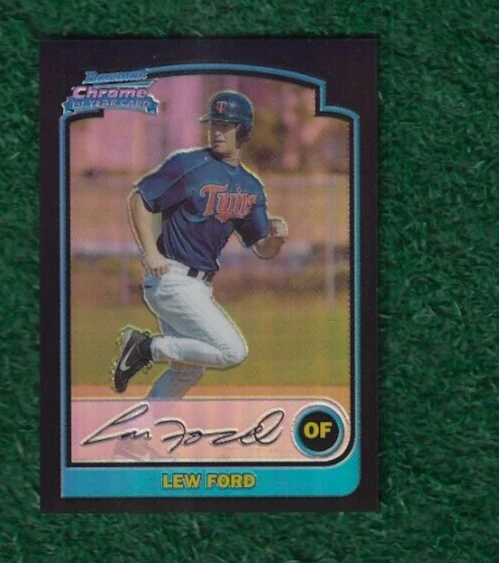 LEW FORD - 2003 BOWMAN CHROME - 1ST YEAR - REFRACTOR PARALLEL CARD # 214 - TWINS - Image 2 of 3