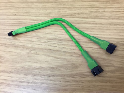 4 pin PWM Fan Y Splitter Green Sleeved Extension Cable 20cm - Shakmods UK Seller - Picture 4 of 4