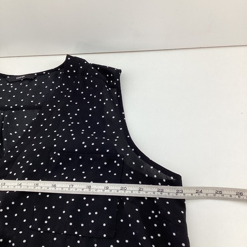 George UK 18 Black White Spot Zip Front Sleeveless Blouse Smart Casual - Picture 4 of 7