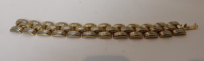 Gold Tone 8'' Flat Textured Metal Gold Tone Bracelet .75'' wide
