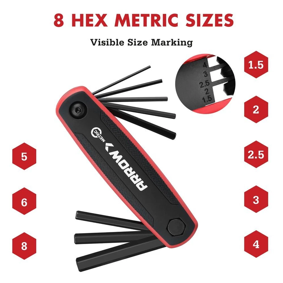 ARROW 17PC Folding Allen Wrenches Set Multitool Hex Key Set Allen Key SAE Metric - Image 2 of 4