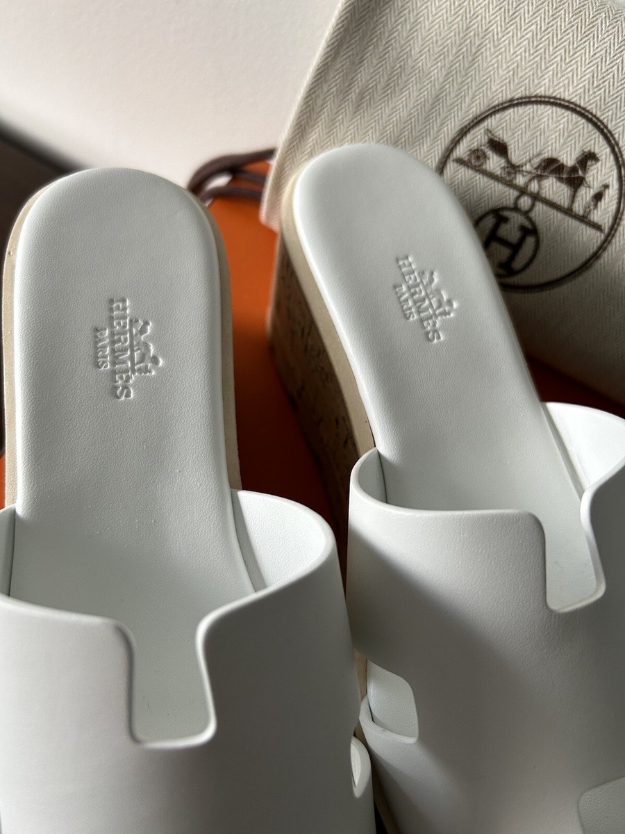 HERMES エズ 38 ホワイト Hermes Eze Wedge Sandal white Size 38 EU | The Luxury Flavor