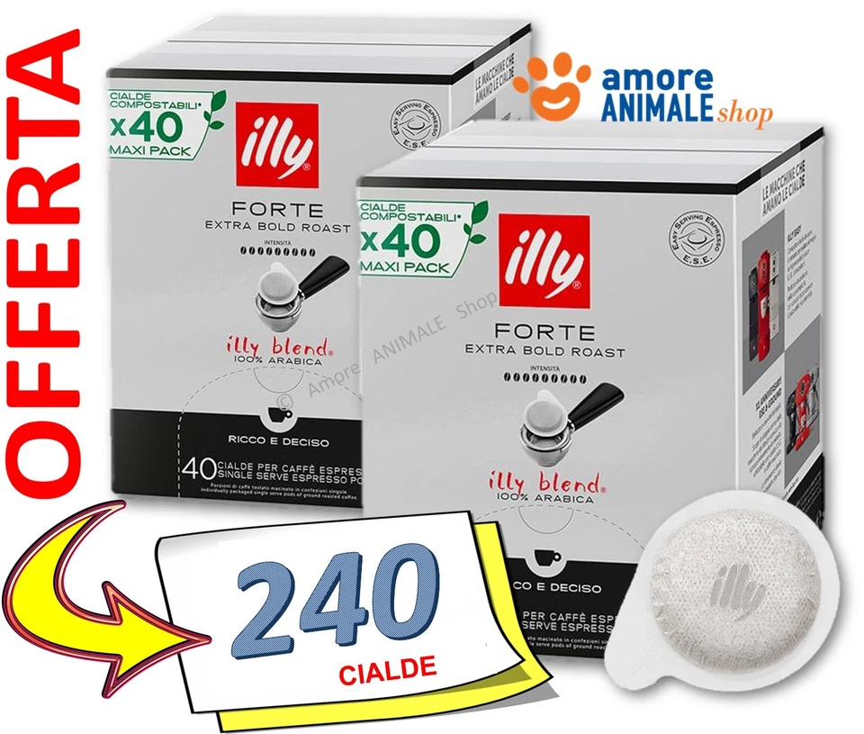 240 → Cialde ILLY Caffè Carta Filtro ESE 44 - Caffe Tostatura dal Gusto FORTE