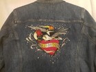 HARLEY-DAVIDSON Women's Denim Jacket EAGLE ROSE HEART RHINESTONES XL Feminine