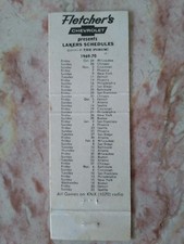 1969 1970 LA Lakers NBA Home Schedule Forum KNX Fletcher's Chevrolet Matchbook 1969 1970 LA Lakers NBA Home Schedule Forum KNX Fletcher's Chevrolet Matchbook