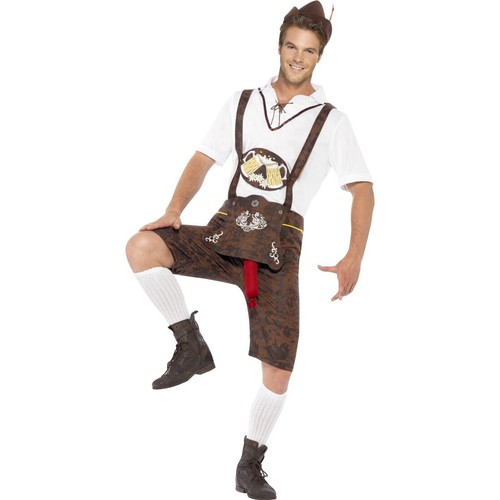 Lustiges Bayernfest Kostüm Lederhosen mit Bratwurst Trachtenkostüm XL 56/58